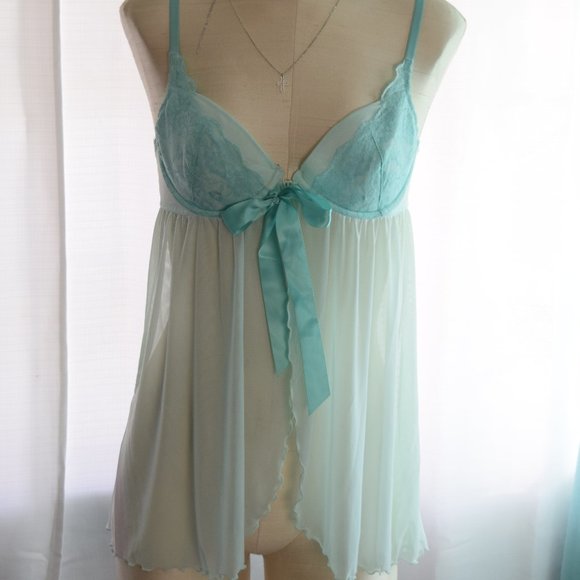 Gilligan & O'Malley Other - Sheer Tiffany Babydoll with Bow and Lace